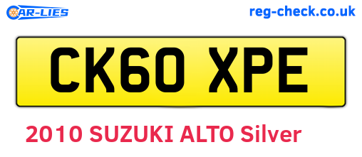 CK60XPE are the vehicle registration plates.