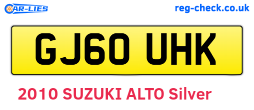GJ60UHK are the vehicle registration plates.