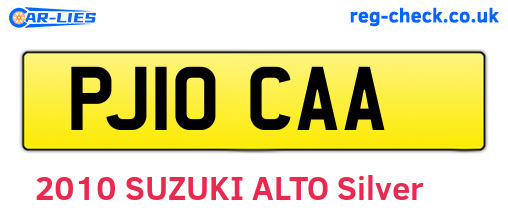 PJ10CAA are the vehicle registration plates.