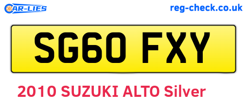 SG60FXY are the vehicle registration plates.