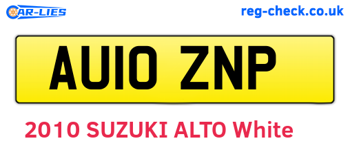 AU10ZNP are the vehicle registration plates.