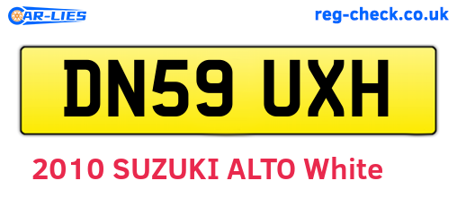 DN59UXH are the vehicle registration plates.