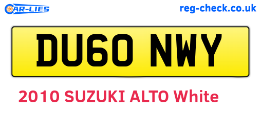 DU60NWY are the vehicle registration plates.