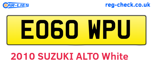 EO60WPU are the vehicle registration plates.