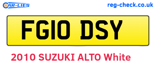 FG10DSY are the vehicle registration plates.