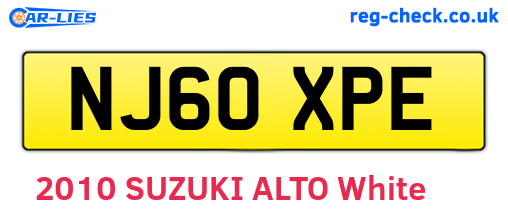 NJ60XPE are the vehicle registration plates.
