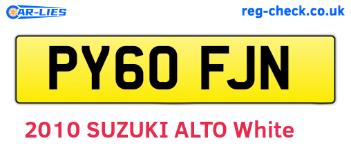 PY60FJN are the vehicle registration plates.