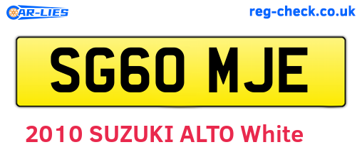 SG60MJE are the vehicle registration plates.