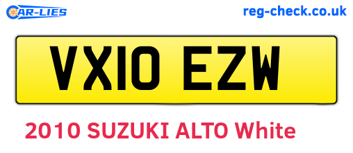 VX10EZW are the vehicle registration plates.
