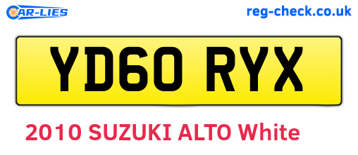 YD60RYX are the vehicle registration plates.