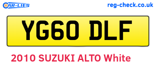 YG60DLF are the vehicle registration plates.
