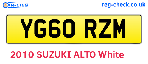 YG60RZM are the vehicle registration plates.