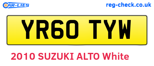YR60TYW are the vehicle registration plates.