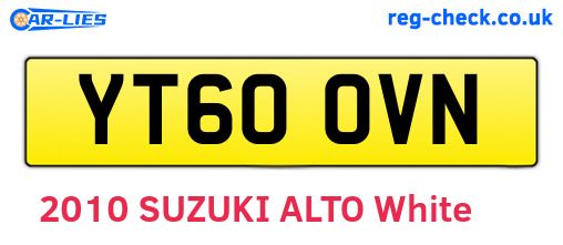 YT60OVN are the vehicle registration plates.