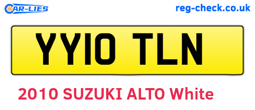 YY10TLN are the vehicle registration plates.