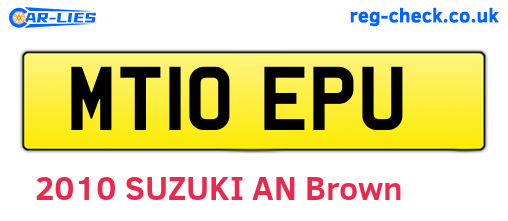 MT10EPU are the vehicle registration plates.