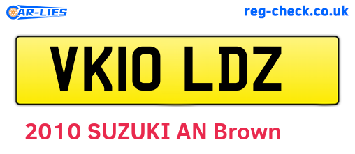 VK10LDZ are the vehicle registration plates.