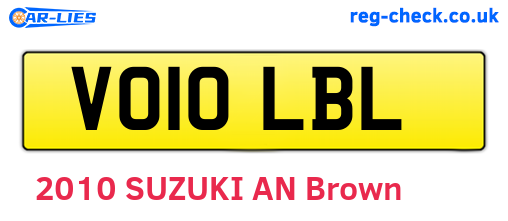 VO10LBL are the vehicle registration plates.