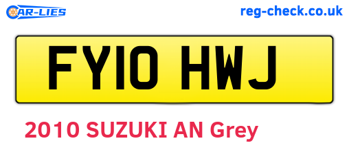 FY10HWJ are the vehicle registration plates.