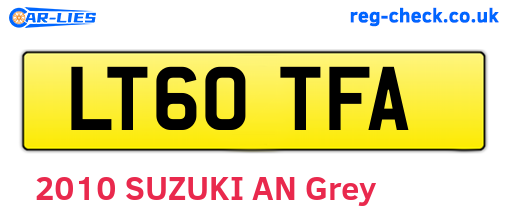 LT60TFA are the vehicle registration plates.