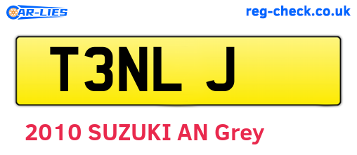 T3NLJ are the vehicle registration plates.