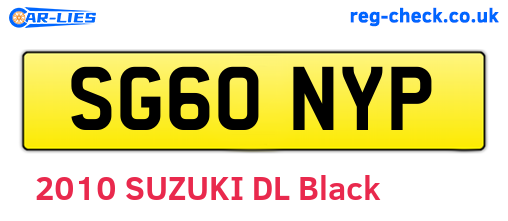 SG60NYP are the vehicle registration plates.