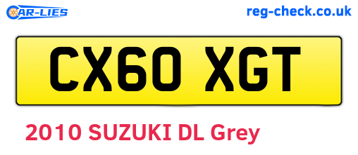 CX60XGT are the vehicle registration plates.