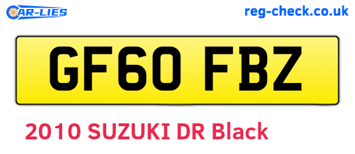 GF60FBZ are the vehicle registration plates.