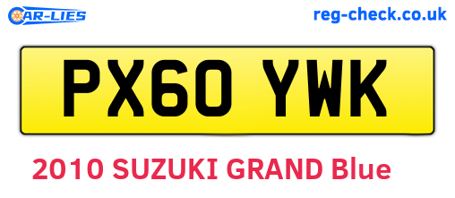 PX60YWK are the vehicle registration plates.