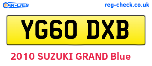 YG60DXB are the vehicle registration plates.