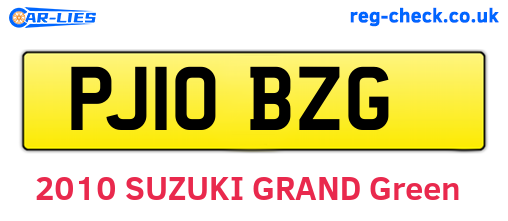 PJ10BZG are the vehicle registration plates.