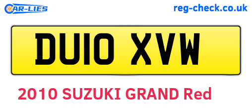 DU10XVW are the vehicle registration plates.