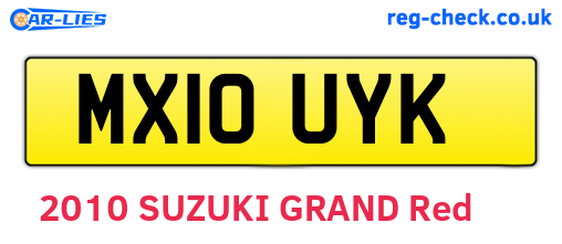 MX10UYK are the vehicle registration plates.