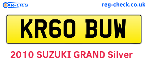 KR60BUW are the vehicle registration plates.