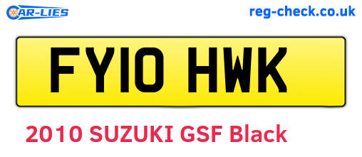 FY10HWK are the vehicle registration plates.
