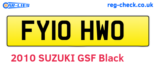 FY10HWO are the vehicle registration plates.