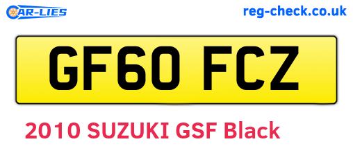 GF60FCZ are the vehicle registration plates.