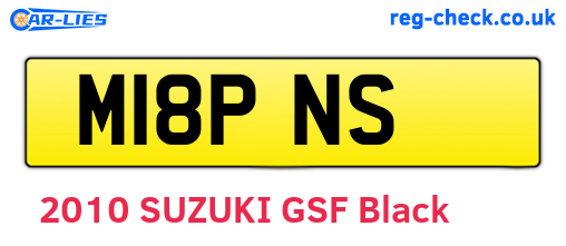 M18PNS are the vehicle registration plates.