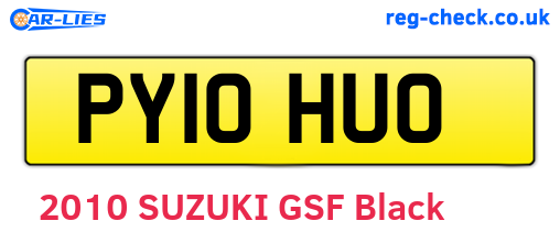PY10HUO are the vehicle registration plates.