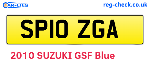 SP10ZGA are the vehicle registration plates.