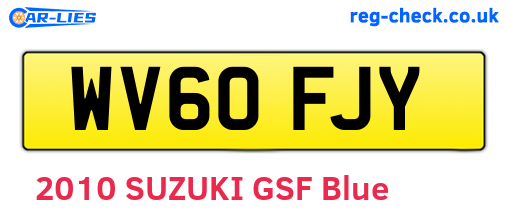 WV60FJY are the vehicle registration plates.
