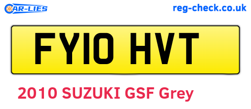 FY10HVT are the vehicle registration plates.