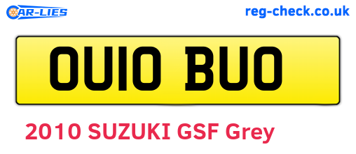 OU10BUO are the vehicle registration plates.