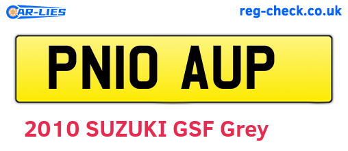 PN10AUP are the vehicle registration plates.