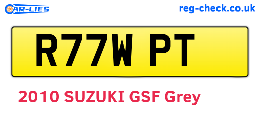 R77WPT are the vehicle registration plates.