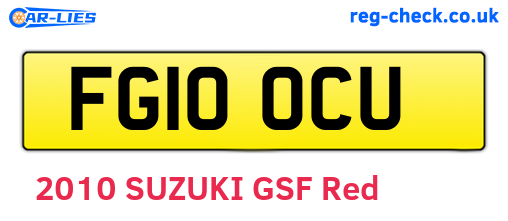 FG10OCU are the vehicle registration plates.