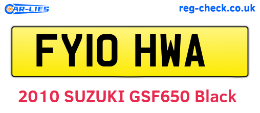 FY10HWA are the vehicle registration plates.