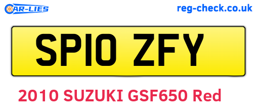 SP10ZFY are the vehicle registration plates.
