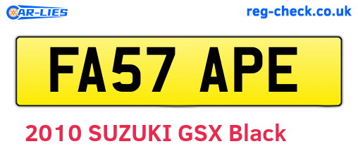 FA57APE are the vehicle registration plates.