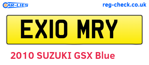 EX10MRY are the vehicle registration plates.